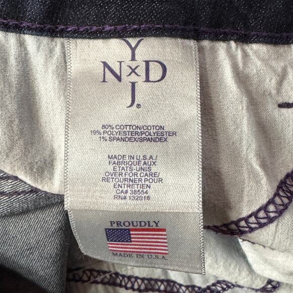 NYDJ SZ 8 Bootcut Jeans Stretch Mid-Rise Embroidered Rhinestones Zip Lift-Tuck - Picture 12 of 14